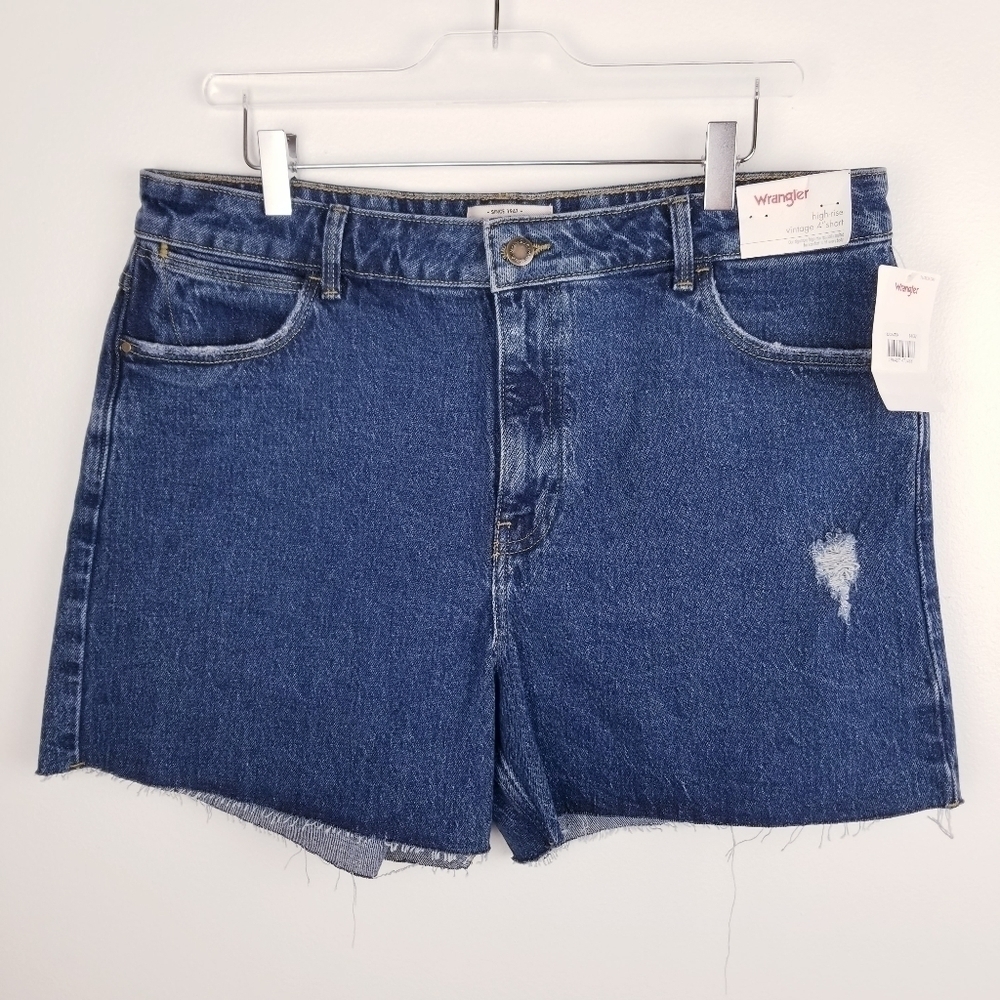 Wrangler High Rise Vintage 4" Denim Jean Shorts NWT
